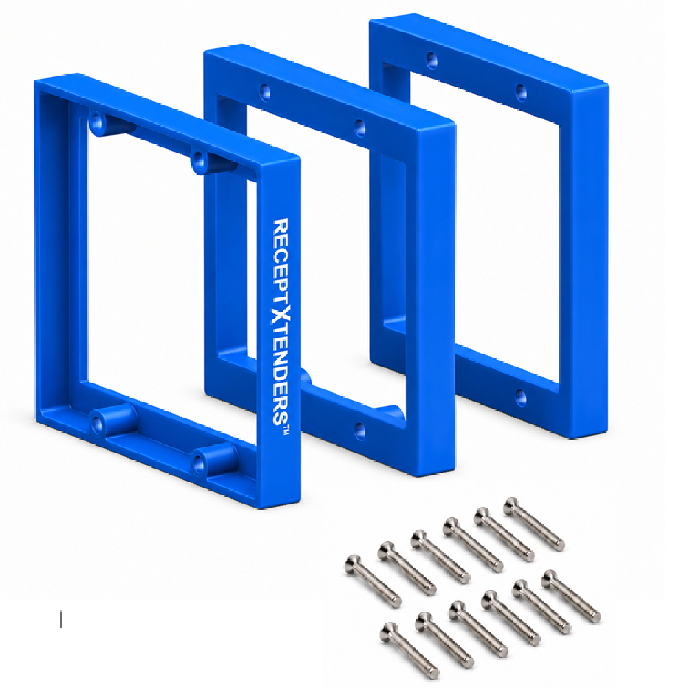 ReceptXtenders (3) Pack 1/2" Double Gang Outlet Box Extender
