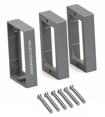 ReceptXtenders (3) Pack 3/4" Single Gang Outlet Box Extender